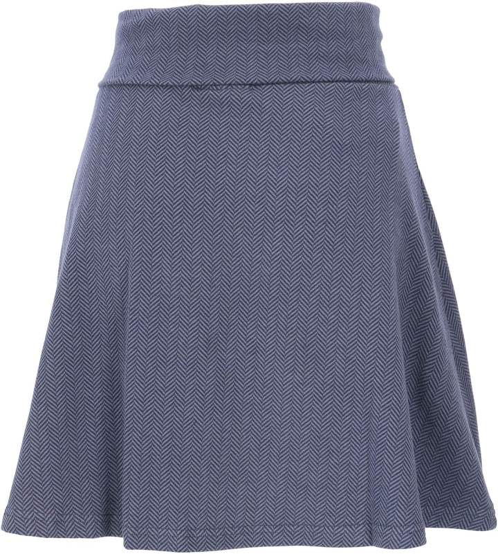 GURU SHOP Minirock aus Bio-Baumwolle, Tellerrock, Jacquard Rock mit Fischgrätenmuster, Blau, Size:XL