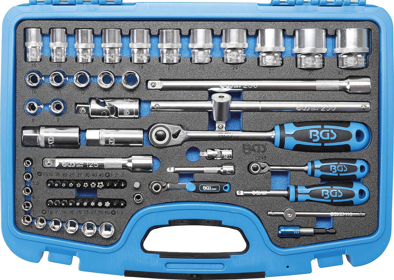BGS 2248 | Steckschlüssel-Satz Sechskant | Antrieb 6,3 mm (1/4") / 12,5 mm (1/2") | 66-tlg.