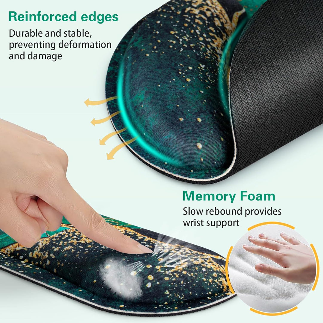 Acezeek 3-in-1 Mousepad Set,Mauspad mit Gelkissen+Handballenauflage Tastatur+Untersetzer,Mauspad XXL