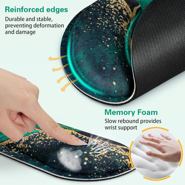 Acezeek 3-in-1 Mousepad Set,Mauspad mit Gelkissen+Handballenauflage Tastatur+Untersetzer,Mauspad XXL