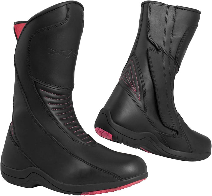 Damen Verstaerkte Atmungsaktiv Motorradstiefel Leder Motorrad Touring Wasserdicht CE Schwarz 37