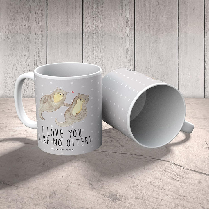 Mr. & Mrs. Panda Plastikbecher Otter Hände halten - Geschenk, glücklich, Seeotter, Liebe, Paar, Kind