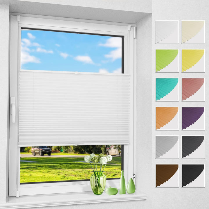 Plissee Klemmfix ohne Bohren, Weiss 95 x 120 cm (BxH), Faltrollo Plisseerollo mit Klemmträger, Jalou