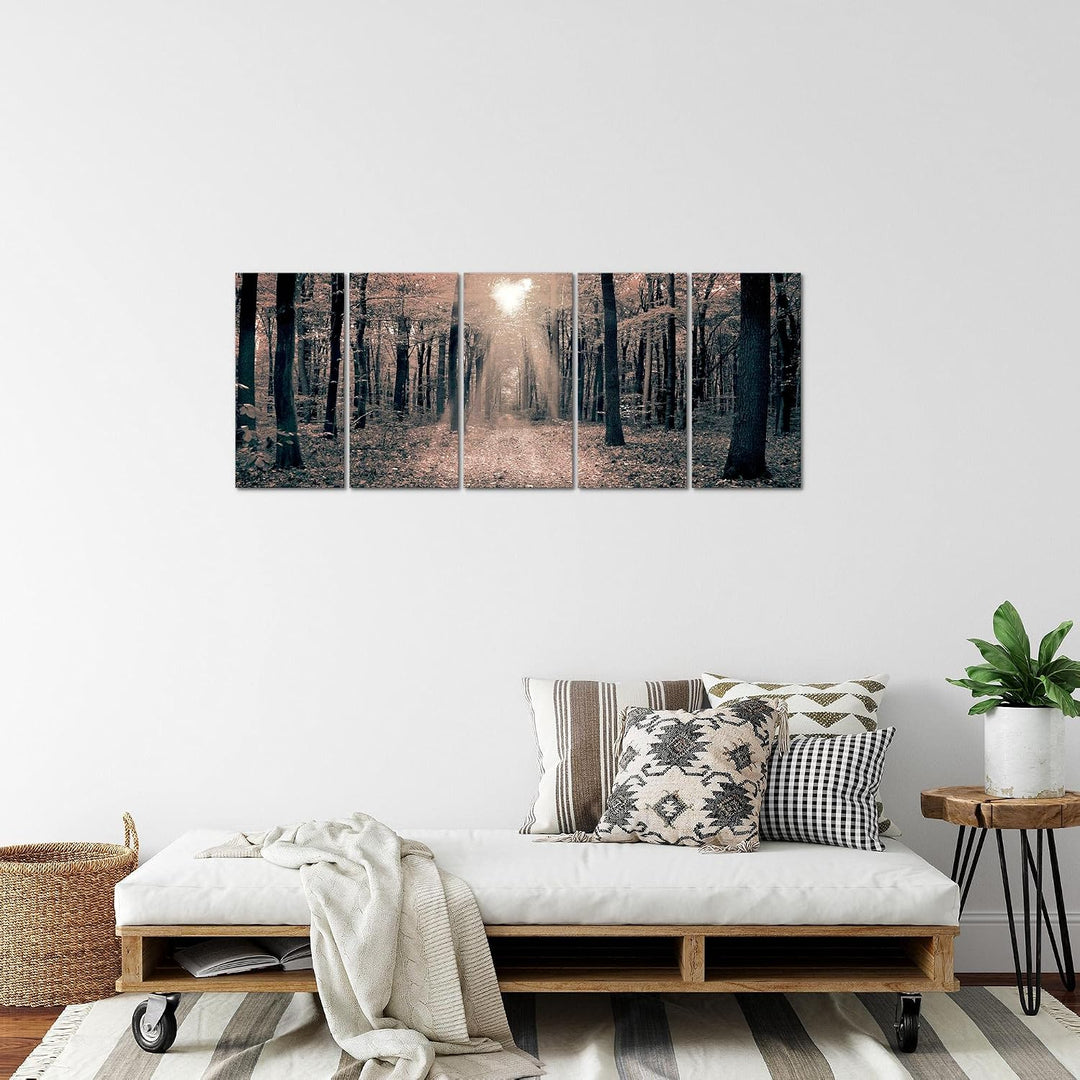 Runa Art Bild Wald Landschaft Wandbilder auf Vlies Leinwand 5 Teilig Wanddekoration Schlafzimmer Woh