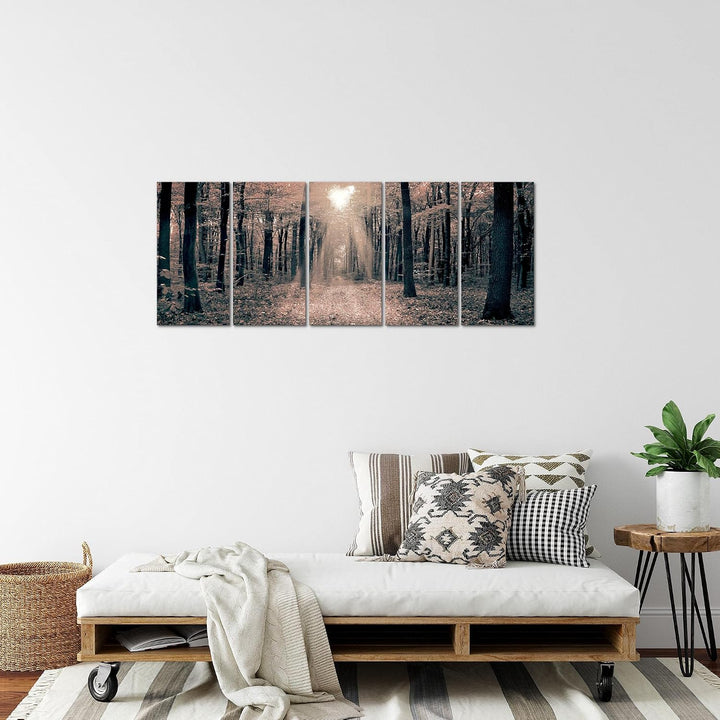 Runa Art Bild Wald Landschaft Wandbilder auf Vlies Leinwand 5 Teilig Wanddekoration Schlafzimmer Woh