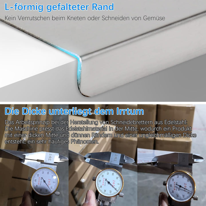 awagas 70x50cm Edelstahlplatte Schneidebrett Grosses Edelstahl nudelbrett Rutschfeste Edelstahl Arbe