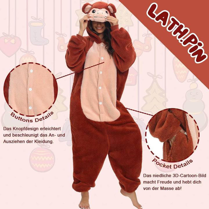 LATH.PIN Pyjamas Jumpsuit Panda Unisex Erwachsene Tier Onesie Cosplay Halloween Karneval Kostüme Dam