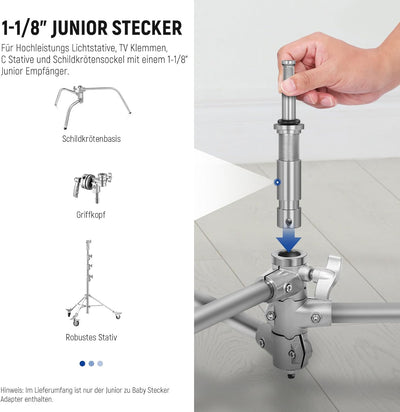 NEEWER Junior zu Baby Steckeradapter, 1-1/8"/28mm Junior Stecker auf 5/8"/16mm Baby Stecker, Ständer