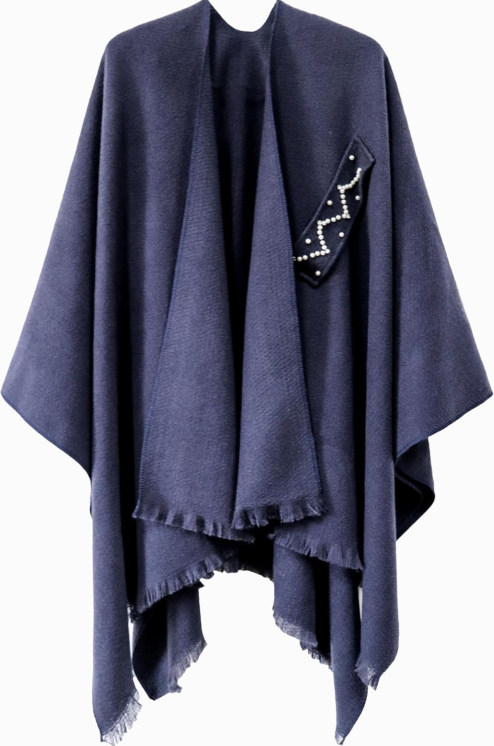 Shmily Girl Poncho Damen Strick Reversibel Cape Decke Elegant Warme Schultertuch Gestrickter Schal M
