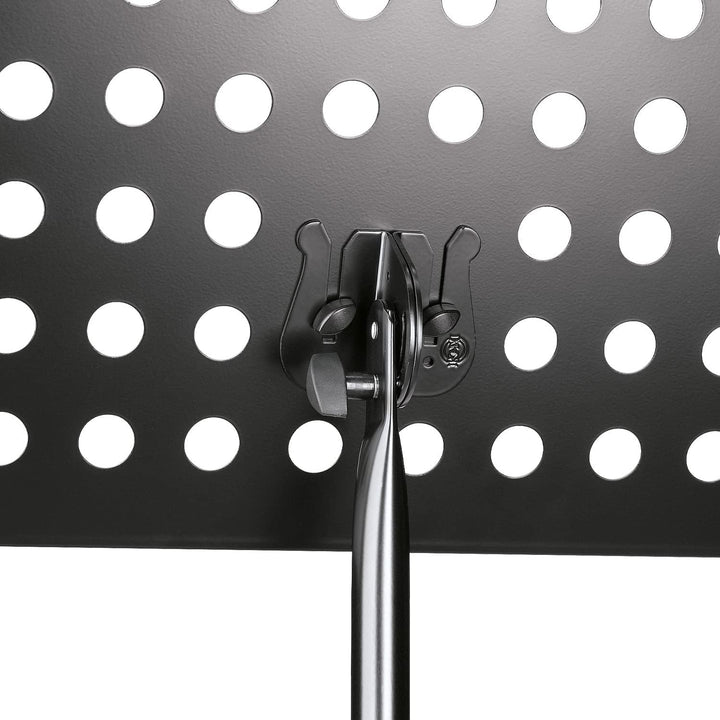 K&amp;M 12179 Orchesternotenpult Schwarz – klappbarer Notenständer von 61-108 cm ausziehbar – gelochte N