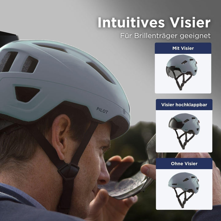 GOOFF Pilot S-Pedelec Helm - Schutz für schnelle E-Bike Fahrten – Fahrradhelm mit Visier und Licht –