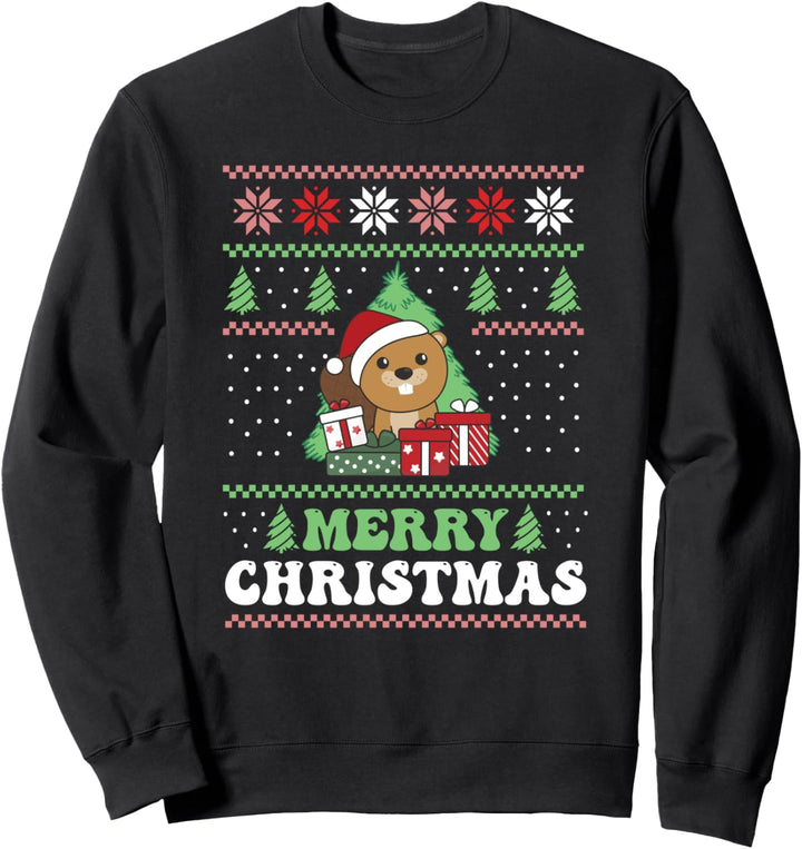 Merry Christmas Retro Ugly Christmas Biber Sweatshirt