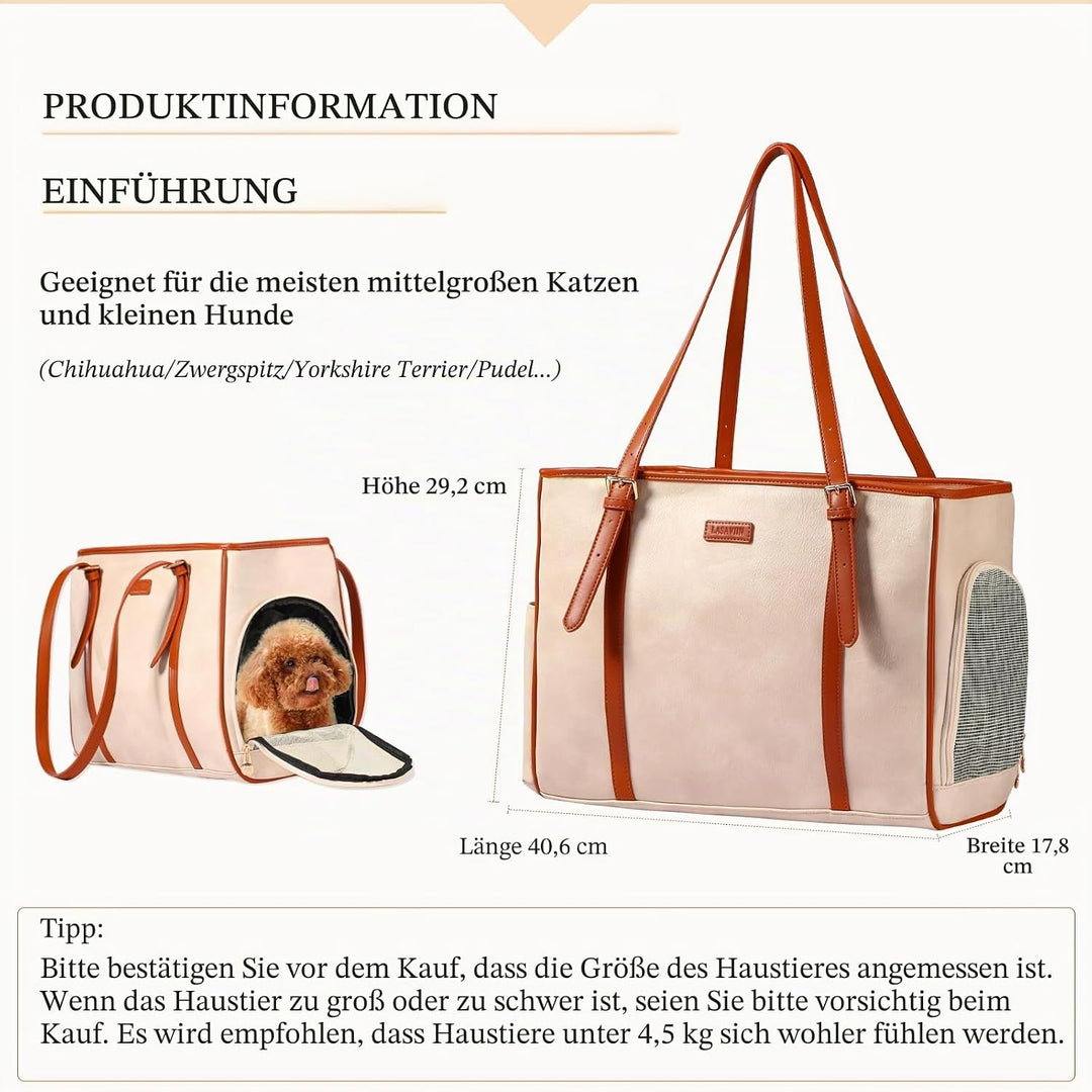 Lasaviin Modische Hunde-Geldbörse, Haustier-Tragetasche, Ledertasche für kleine Hunde, Katzen, Welpe
