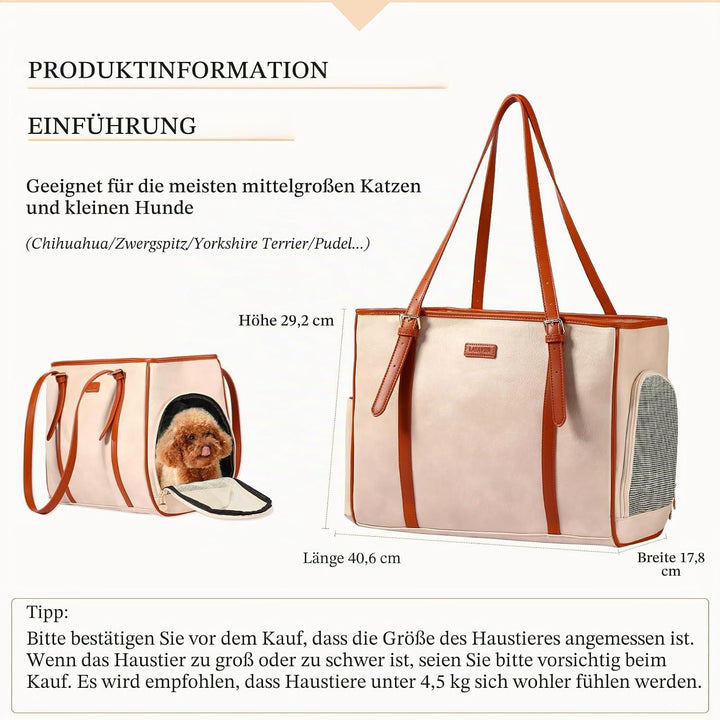 Lasaviin Modische Hunde-Geldbörse, Haustier-Tragetasche, Ledertasche für kleine Hunde, Katzen, Welpe