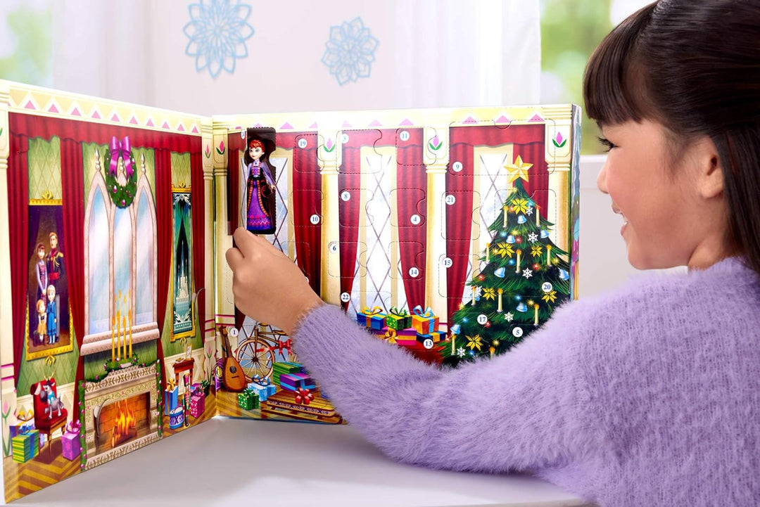 Mattel Disney Die Eiskönigin Adventskalender kleine Puppen junge Anna und Elsa mit 24 Überraschungen