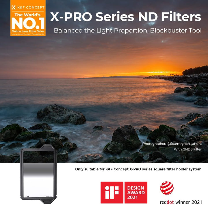 K&F Concept Nano X-PRO Verlaufsfilter GND16 Reverse 1,2 (4-Blenden) 100x150mm Rechteckfilter ND mit