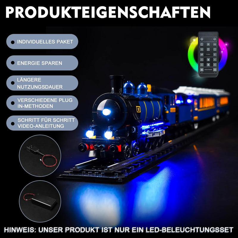 Fernbedienung Led Licht Set Kompatibel mit Lego The Orient Express Train (Kein Modell), Dekorationsb