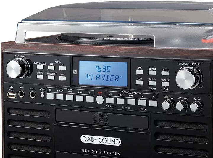 EUROtops DAB+ Musikanlage mit CD-Brenner, Plattenspieler und Kassettendeck | Bluetooth, USB-Aufnahme