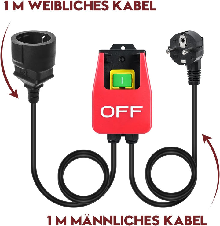 220V Einphasige Ein Aus Schalter, Briidea Sicherheitsschalter Nullspannungsschalter mit Steckdose, M