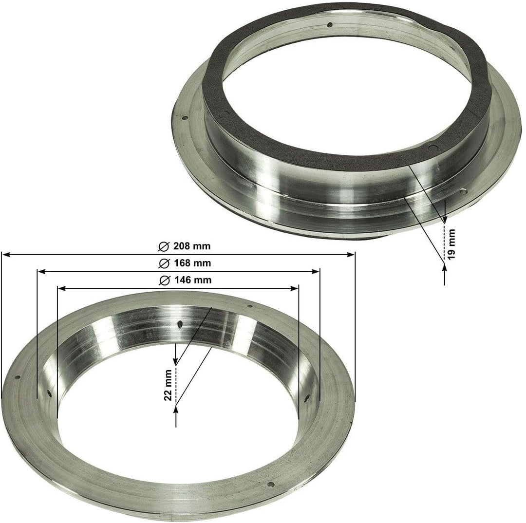 tomzz Audio 2800-021 SOLID Aluminium Distanzring Reduzierring 200mm auf 165mm DIN Lautsprecher