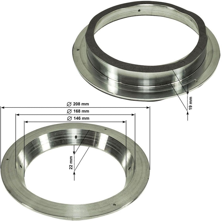 tomzz Audio 2800-021 SOLID Aluminium Distanzring Reduzierring 200mm auf 165mm DIN Lautsprecher
