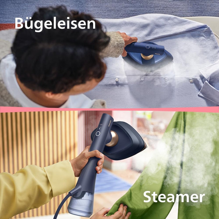 Philips OneTurn, 2-in-1 Bügeleisen & Steamer mit drehbarem Kopf, Einfach losbügeln – kein Brett, 45