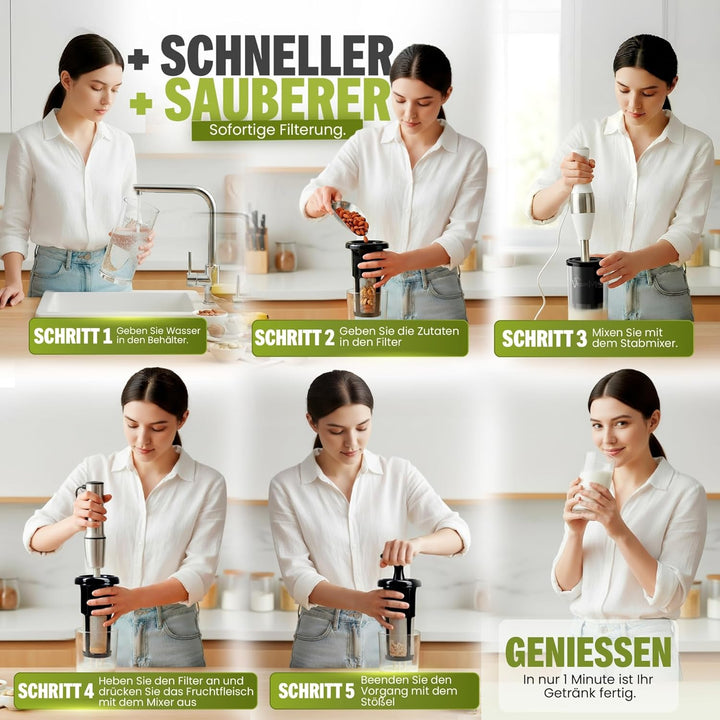 Vegan Milker BLACK, Pflanzenmilchbereiter, Sojamilch Maschine, Nussmilchbereiter, Pflanzenmilch Make