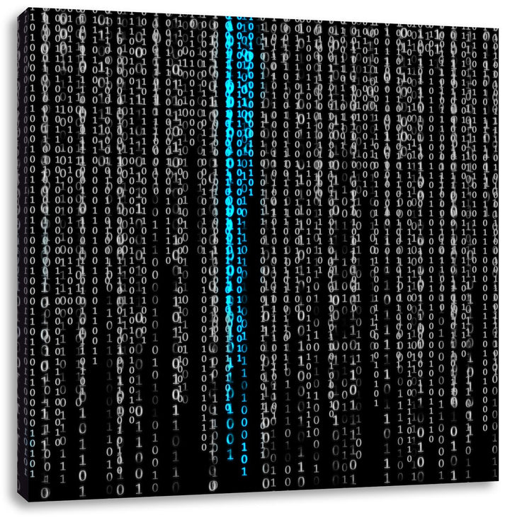 Matrix Zahlen schwarz/weiss, Format: 70x70 auf Leinwand, XXL riesige Bilder fertig gerahmt mit Keilr