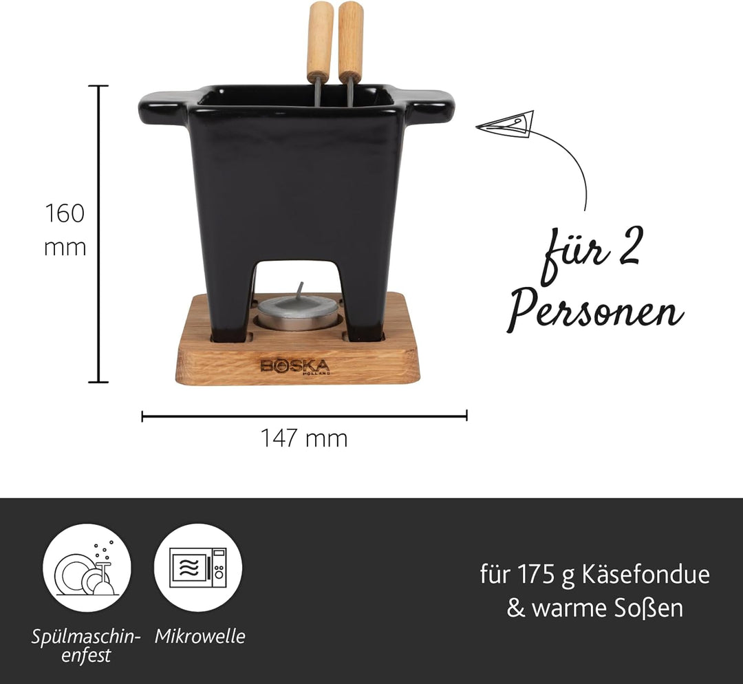 Boska Tapas Fondue Nero, für 200ml Fonduekäse, 5-teilig, 145x100x120 mm A 1 - Pack