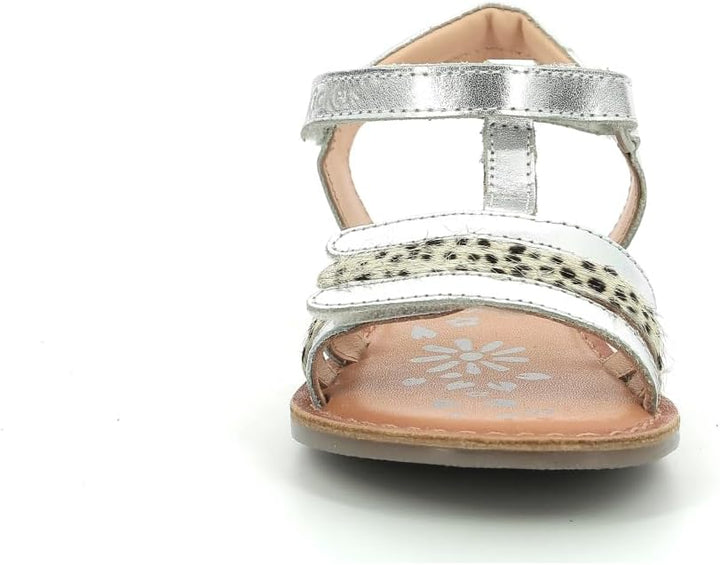 Kickers Mädchen Diamanto Sandale 24 EU Weiss Silber Bedruckt, 24 EU Weiss Silber Bedruckt