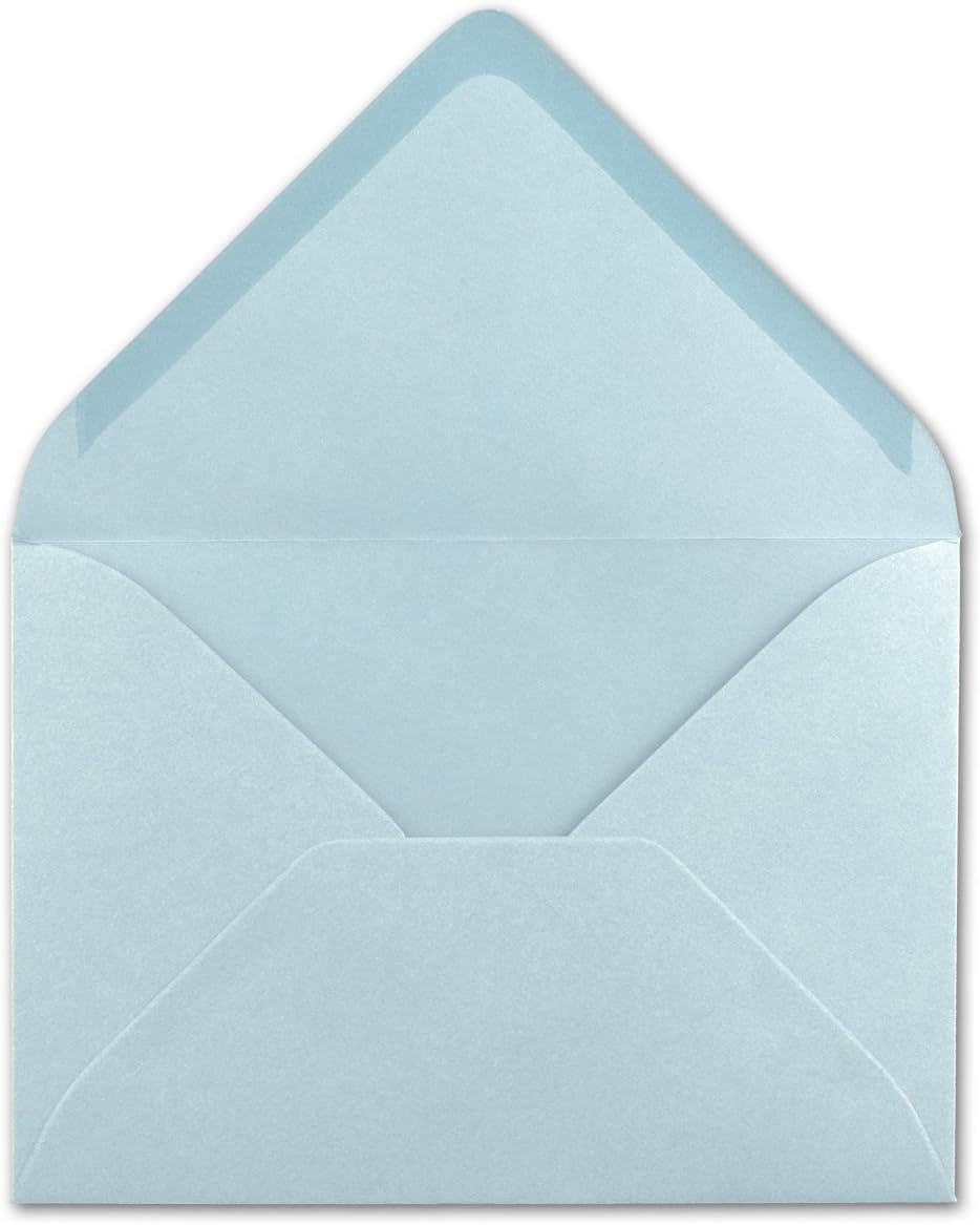 200 Brief-Umschläge - Hell-Blau - DIN C6-114 x 162 mm - Kuverts mit Nassklebung ohne Fenster für Gru