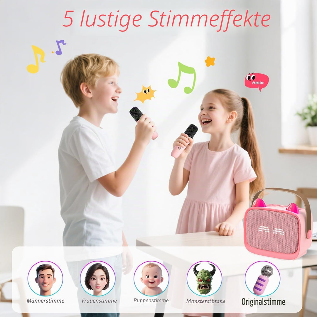 Karaoke Maschine mit 2 Karaoke Mikrofonen Kinder: Mini Karaoke Maschine Geschenk Mädchen mit Mikrofo