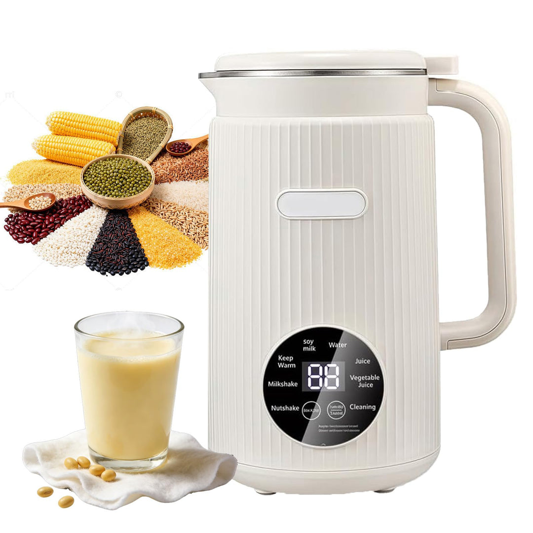 Nussmilchmaschine, 1200ml Pflanzenmilchbereiter mit 48 Klingen, LED Anzeige, 8 Stunden Warmhaltefunk