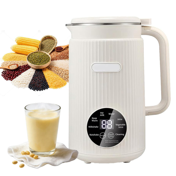 Nussmilchmaschine, 1200ml Pflanzenmilchbereiter mit 48 Klingen, LED Anzeige, 8 Stunden Warmhaltefunk