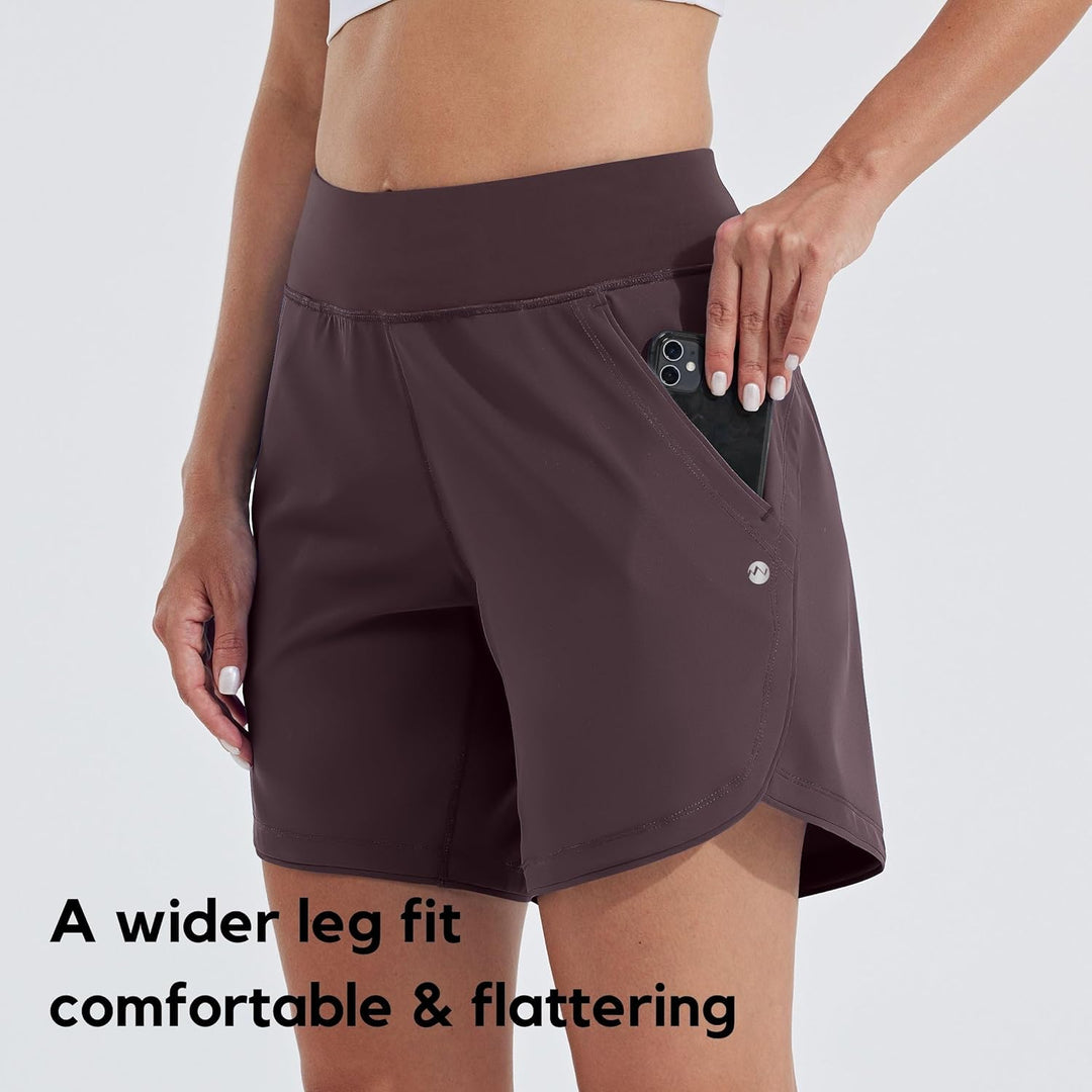 WILLIT Damen 7" Badeshorts Schwimmen Boardshorts Badehose Schnell Trocknend Bikini Shorts High Waist