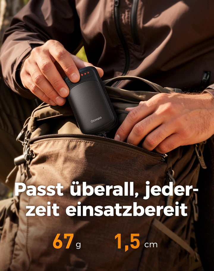 OCOOPA Handwärmer Elektrisch, Beidseitige Erwärmung, 2s Sofortwärme, 8 Std. Laufzeit, 67g leicht, Wi