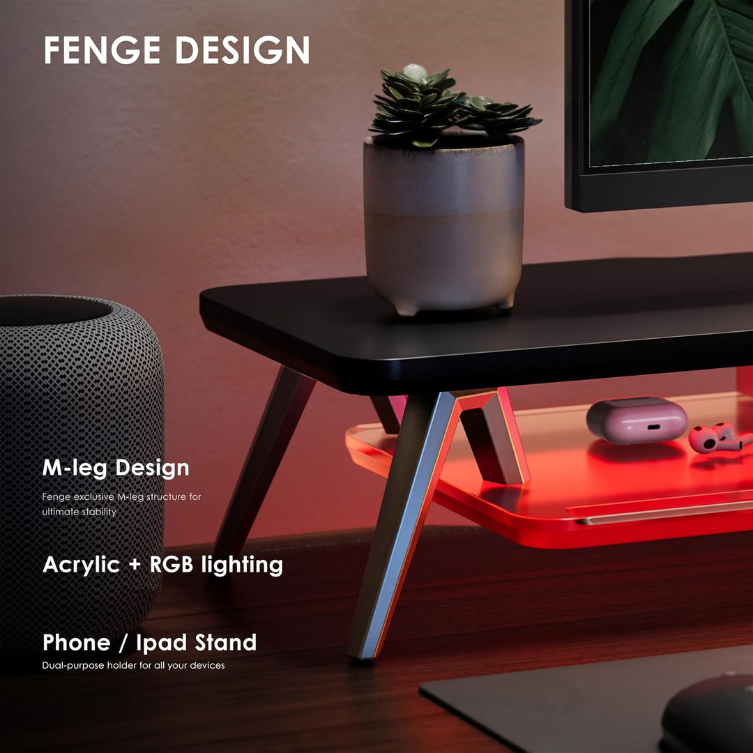 Fenge Monitorständer Riser mit Acrylablage und App-Steuerung LED Lights 108cm Grosser Computerstände