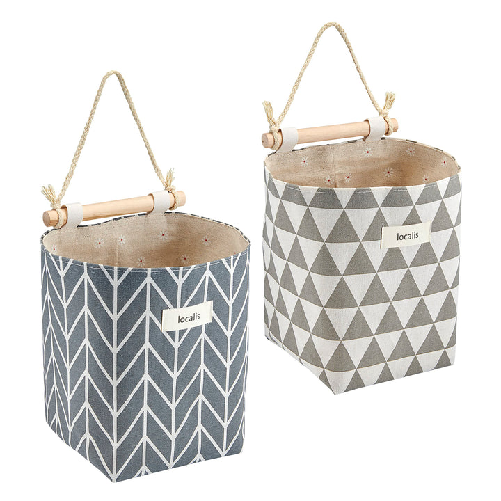 LOCALIS Hängeaufbewahrung - 2er Set - Stoff, mit Innenfutter - 14 x 14 x 19 cm (LxBxH) - Hängeorgani