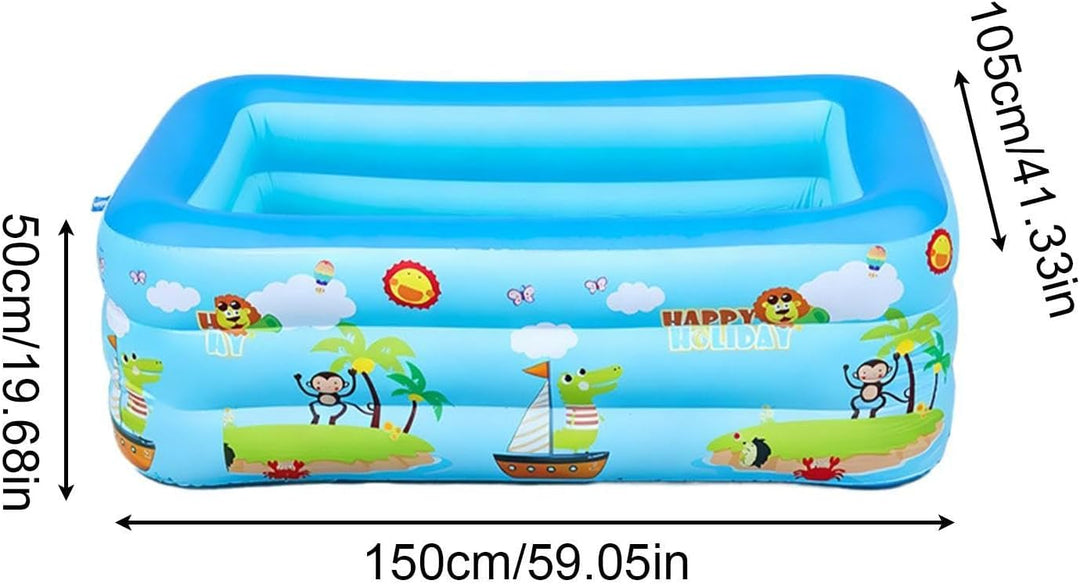 Aufblasbarer Pool für Kinder, UV-beständig, gross, tragbar, faltbar, quadratisch, für heisses Wetter