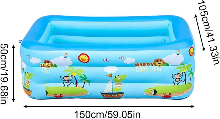 Aufblasbarer Pool für Kinder, UV-beständig, gross, tragbar, faltbar, quadratisch, für heisses Wetter