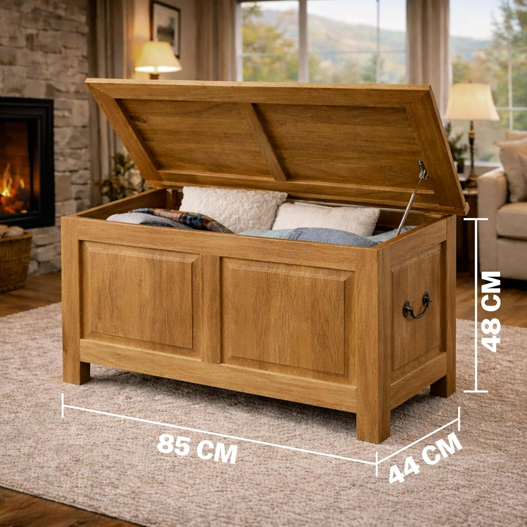 CASARIA® Holztruhe mit Deckel Gross 103L Volumen Sitzbank Stauraum 160kg belastbar Holz Akazie Flur