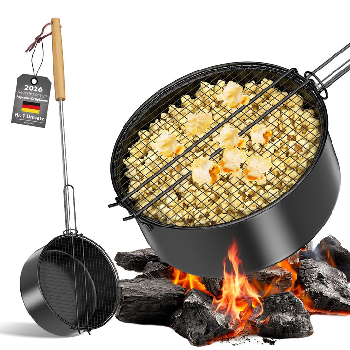 Popcorn-Grillpfanne für Lagerfeuer & Grill, Outdoor Popcorn-Pfanne für Lagerfeuer, Grill und Feuersc