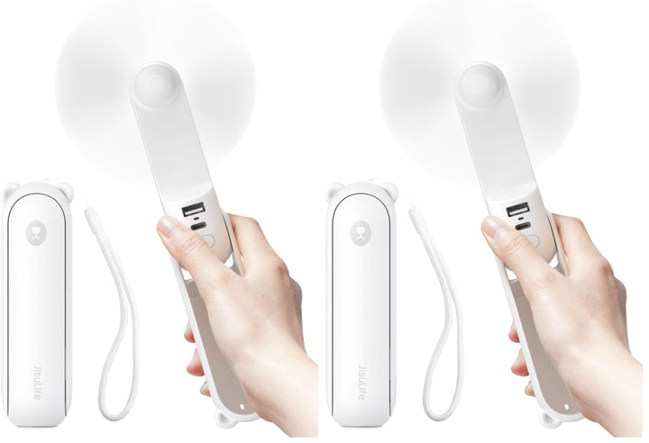JISULIFE Handventilator Mini Ventilator 3 IN 1, mit 4500 mAh Powerbank USB Akku Klein, Batteriebetri