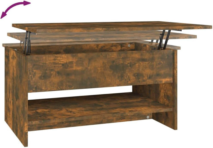 WIFESE 80x50x40 cm Couchtisch Höhenverstellbar Beistelltisch Wohnzimmertisch Verstellbare Tischplatt
