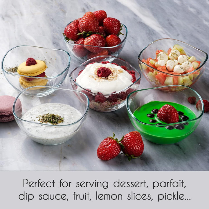 CRYSTALIA Premium Klein Glas Dessertschalen Set 6, 215 ml, 100% BLEIFREIE Glasschalen, Eisschale, De