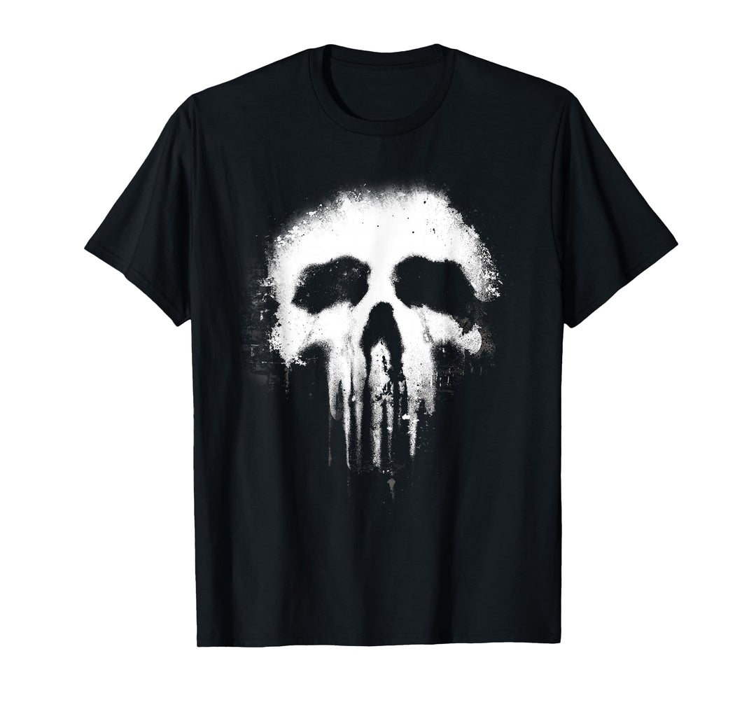 Womens Marvel The Punisher Scary Grungy Skull Logo Graphic T-Shirt Large Black