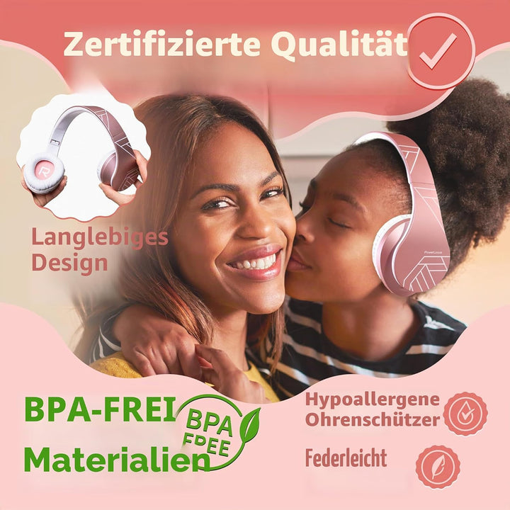 Kinder Kopfhörer, PowerLocus KinderKopfhörer Bluetooth mit 85dB Lautstärkebegrenzung, Faltbar mit Tr