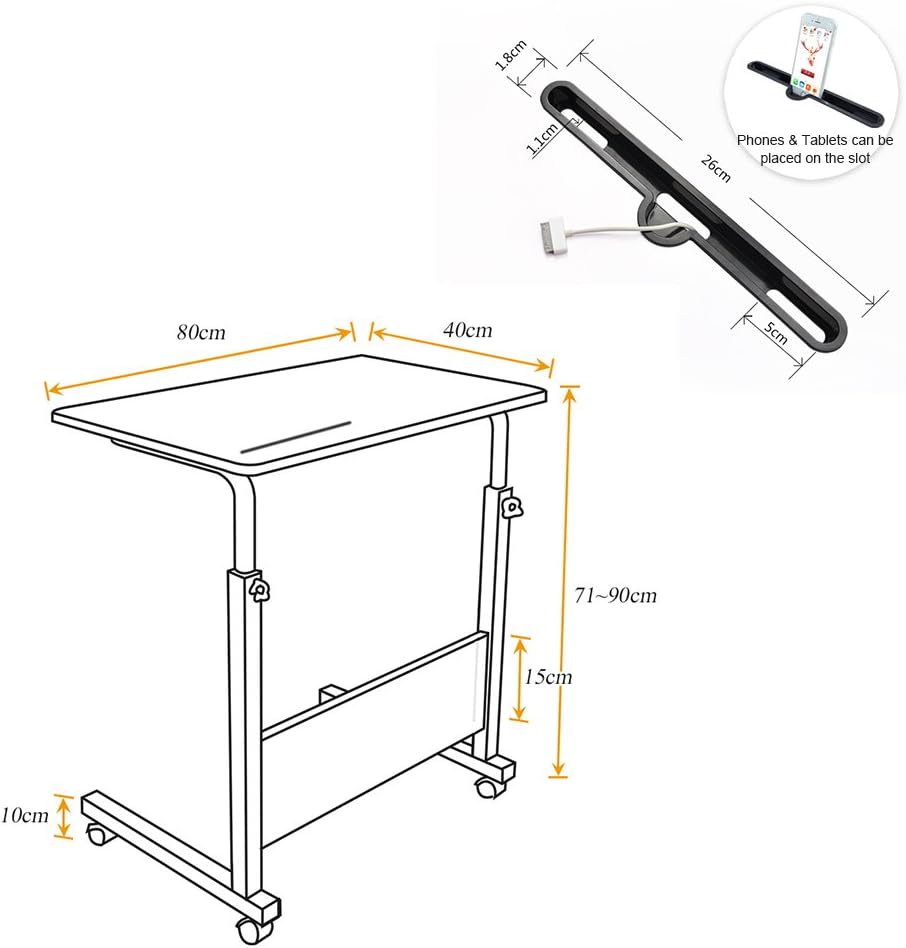 sogesfurniture höhenverstellbar Laptoptisch Computertisch mit Tablet Steckplatz, 80 * 40cm PC Tisch