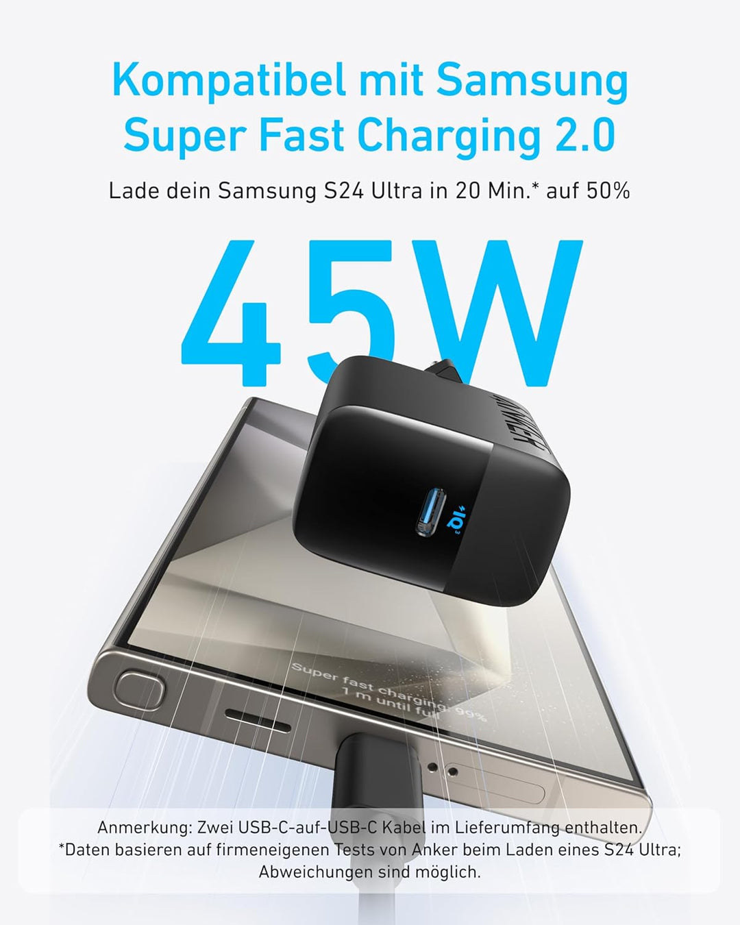 Anker 45W USB C Ladegerät, iPad Ladegerät, PPS-Schnellladen Netzteil für Samsung Galaxy S24 Ultra/S2