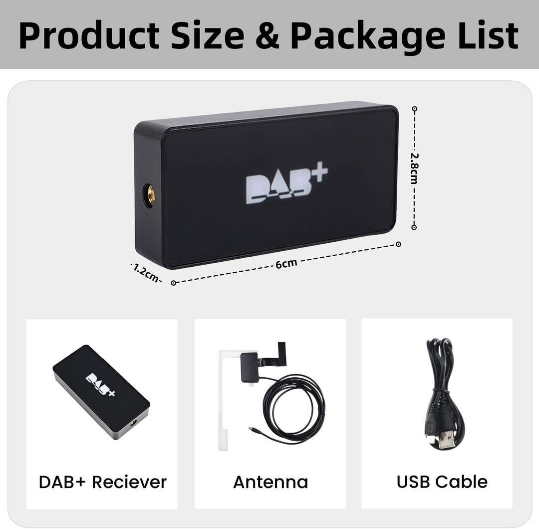 DAB/DAB+ Radioempfänger für Android Autoradio, Digital DAB Autoradio Adapter USB Dongle DAB Adapter